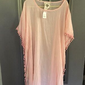 NWT Z&L peach gauze 100% cotton Palm palm beach cover up one size as is